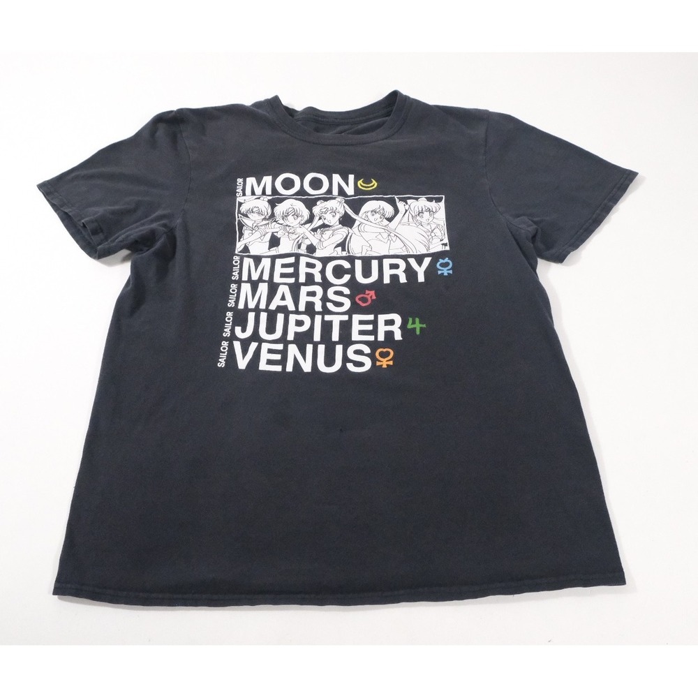 Sailor Moon T-Shirt Mens M Black Graphic Guardians Mercury Mars Jupiter Venus